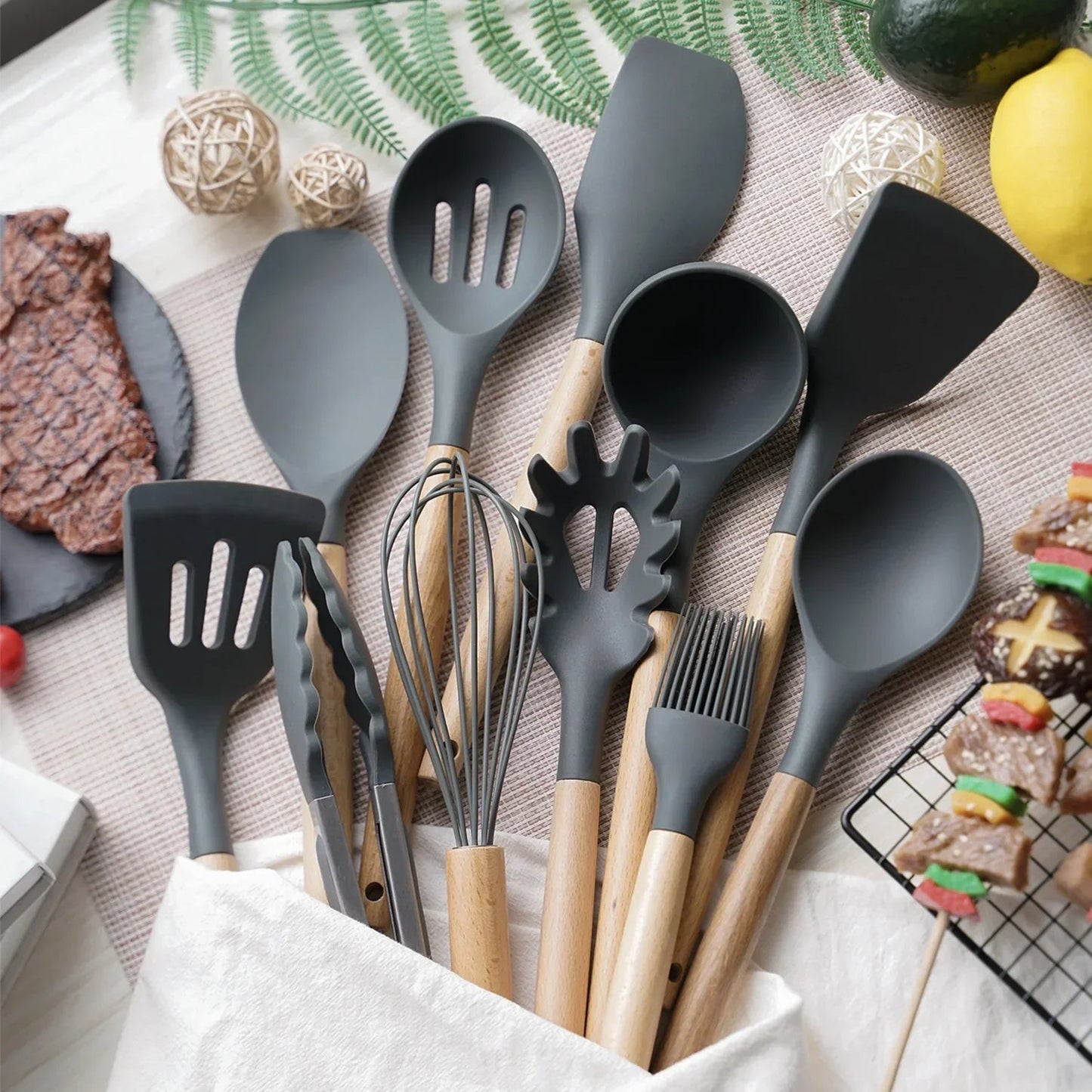 12pcs Silicone Non-Stick Cooking Utensil Set 1