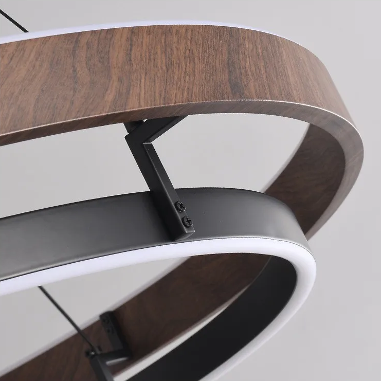RoyaleGlow Modern Circular LED Pendant Light with Walnut finish For Farmhouse, Dining