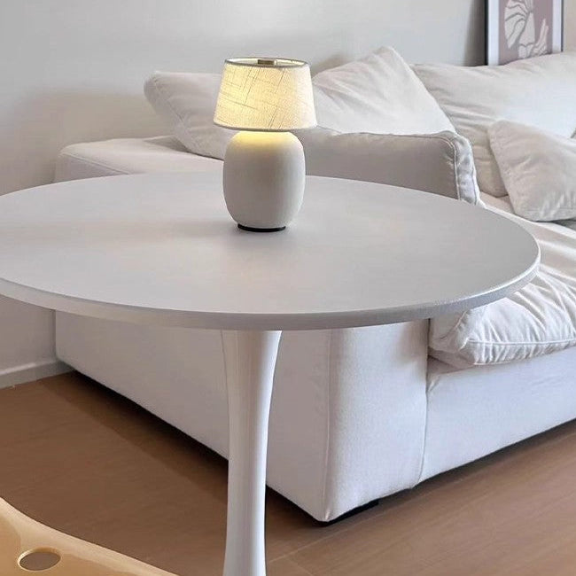 Royelux Modern Ceramic LED Bedside Table Lamp with Fabric Shade for Bedroom Nightstand