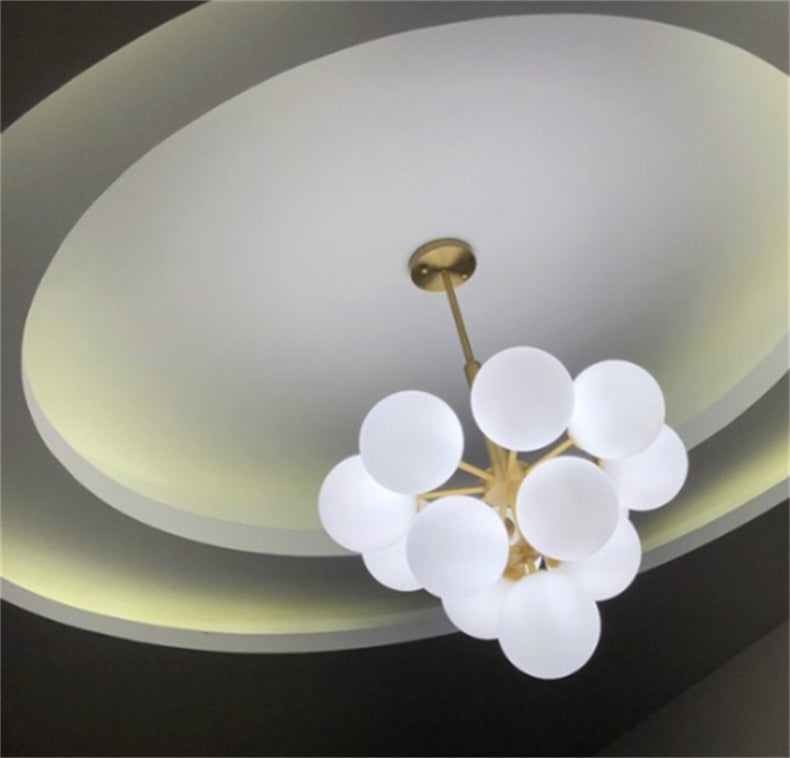 Royelux 13-Light Mid-Century Modern Brass Gold Bubble Chandelier Pendant