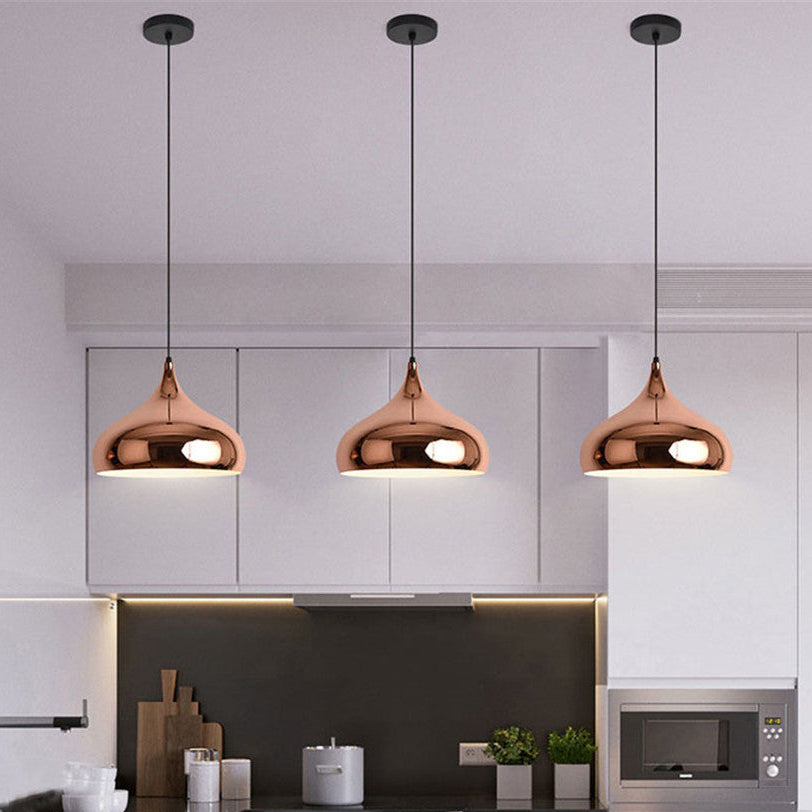 Royelux Modern Copper Pendant Light for Kitchen Island Dining Room Entryway Lighting