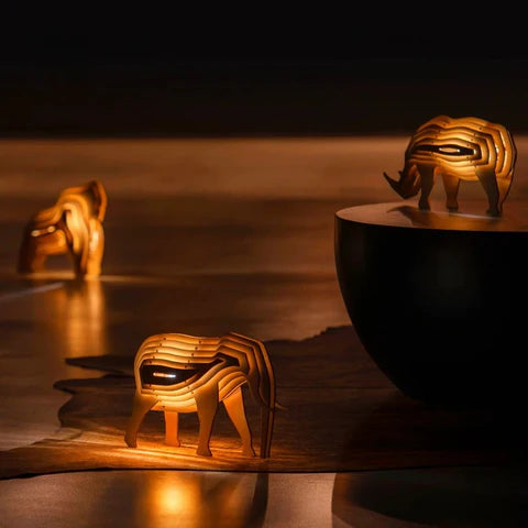 LuxRoyale 3D Wooden Animal Lamp - DIY LED Night Light for Kids Room & Home Decor