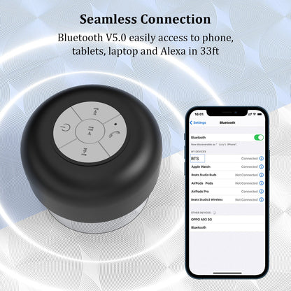 Luxora Waterproof Bluetooth Shower Speaker with Suction Cup