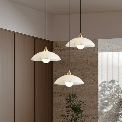 Royelux Alabaster Dome Pendant Light - Natural Stone Ceiling Fixture for Kitchen Island