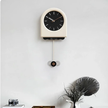 RoyaleGlow Modern Arch Pendulum Wall Clock - Swinging Wavy Design for Home Decor