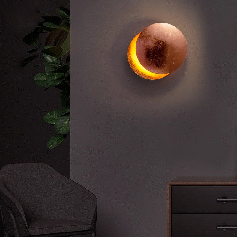 RoyaleGlow Rotatable Moon Phase LED Wall Sconce - Modern Adjustable Lighting for Bedroom & Hallway