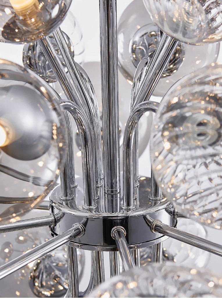 RoyaleGlow Sputnik Chandelier with Smoke Gray Glass Globes Modern Pendant Light