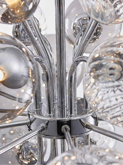 RoyaleGlow Sputnik Chandelier with Smoke Gray Glass Globes Modern Pendant Light
