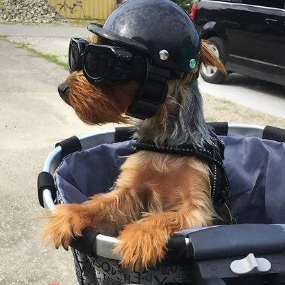 RoyaleGlow Dog Motorcycle Helmet And Goggles For Pets