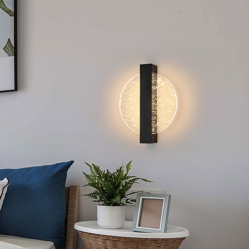 Rayvia Modern Round Wall Light, LED Warm White Sconce for Bedroom Living Room