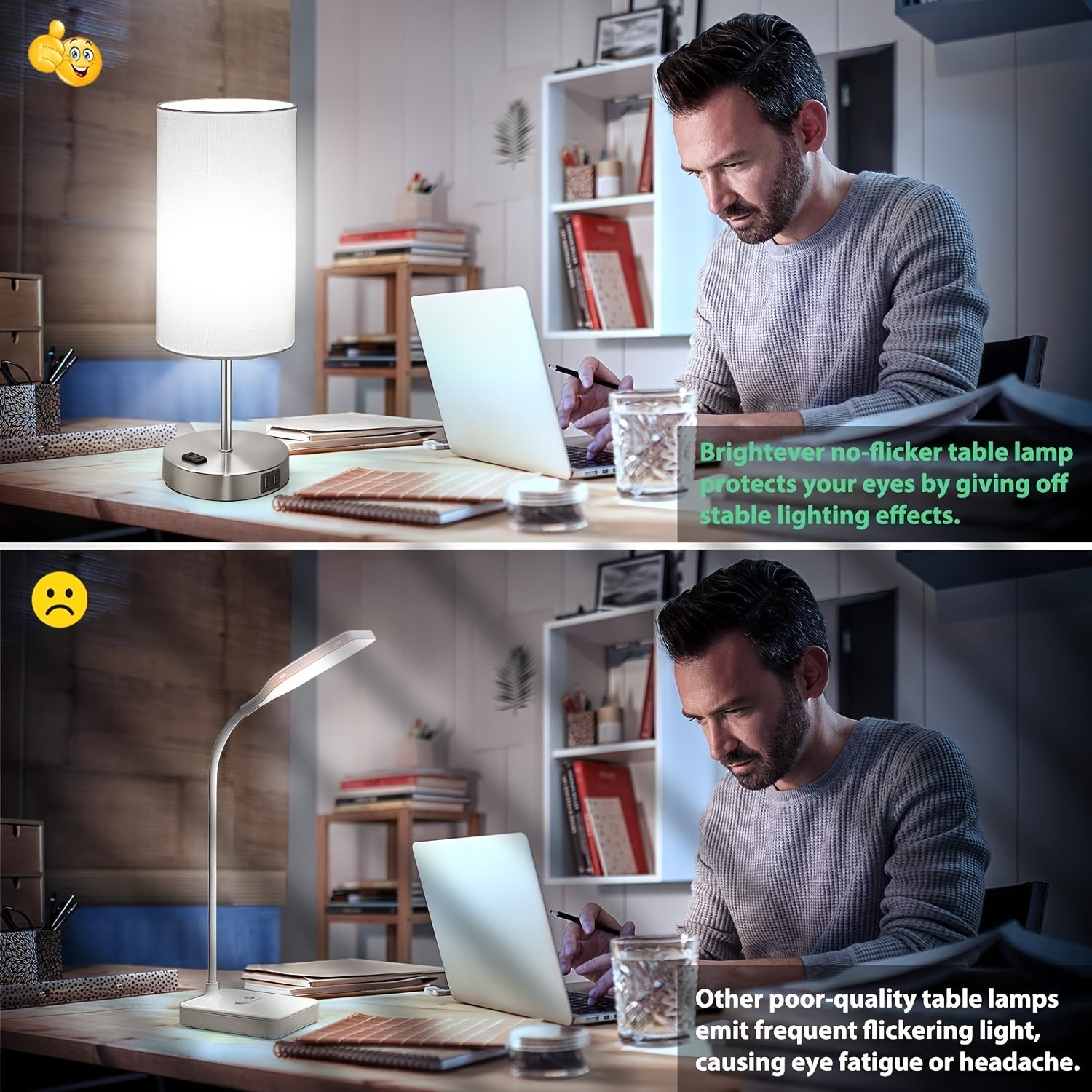 Bed Side Charging Lamp - Touch Control, USB Charging & AC Outlet, Dimmable - Silvery
