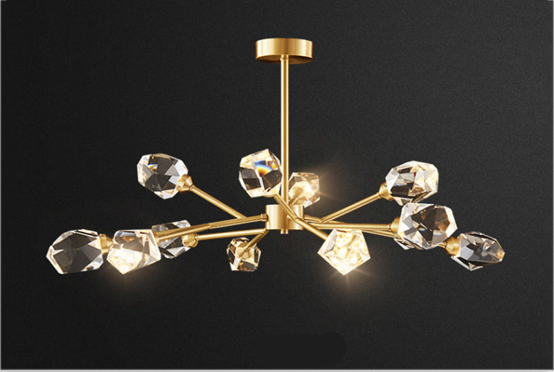 RoyaleGlow Modern Crystal Chandelier Lighting with Gold Finish for Living Room