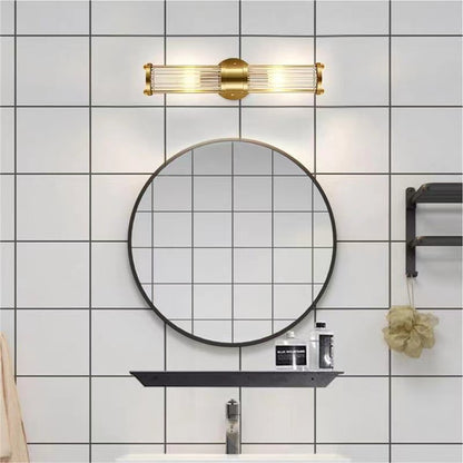 Rayvia Polished Brass Fluted Crystal Column Wall Sconce