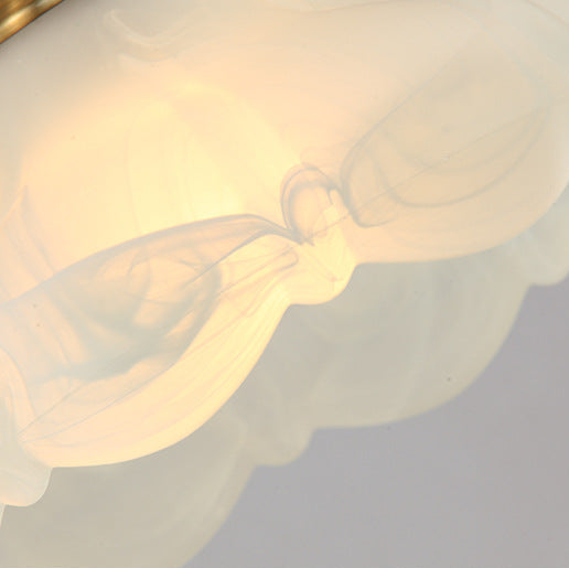 Royelux Modern Brass Accent Lamp with Scalloped Glass Shade