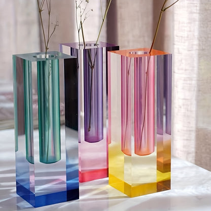 Royelux Gradient Acrylic Vase Modern Geometric Table Decor