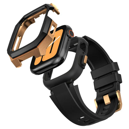 RoyaleGlow AP9009 Fluororubber Band Stainless Steel Case For Apple Watch
