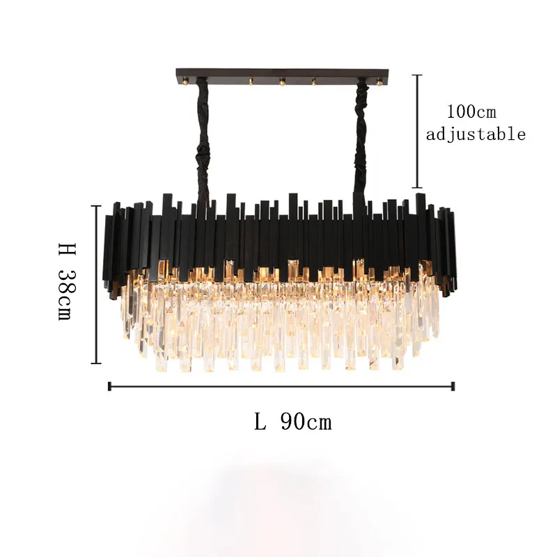 LuxRoyale Modern Black Chandelier with Clear Crystal Rods - Elegant Linear Lighting
