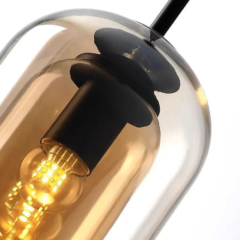 Lumora Modern Smoked Glass Dual-Shade Pendant Light for Dining Room