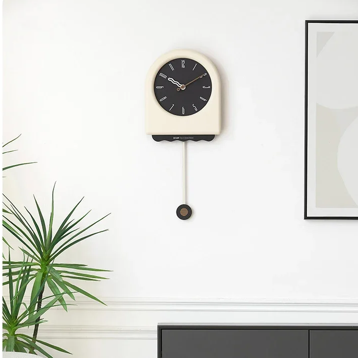 RoyaleGlow Modern Arch Pendulum Wall Clock - Swinging Wavy Design for Home Decor