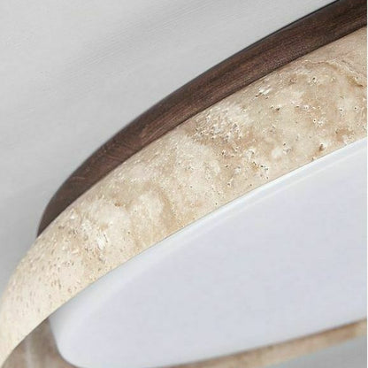 RoyaleGlow Round Travertine LED Flush Mount Ceiling Light - Modern Minimalist