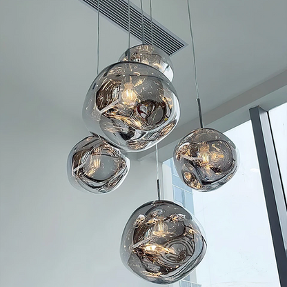 LuxRoyale Nordic Lava Chandelier-Modern Copper Irregular Glass Pendant Light
