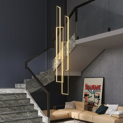 RoyaleGlow Modern LED Rectangle Pendant Chandelier for Living Room, Staircase & Foyer