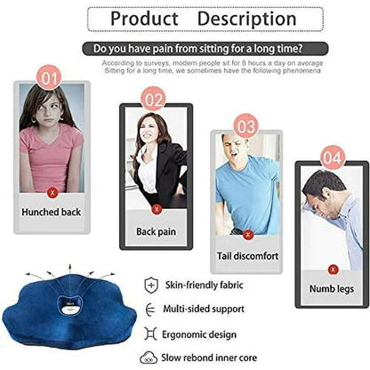 LuxRoyale Versatile Memory Foam Seat Cushion for Lower Back Pain Relief