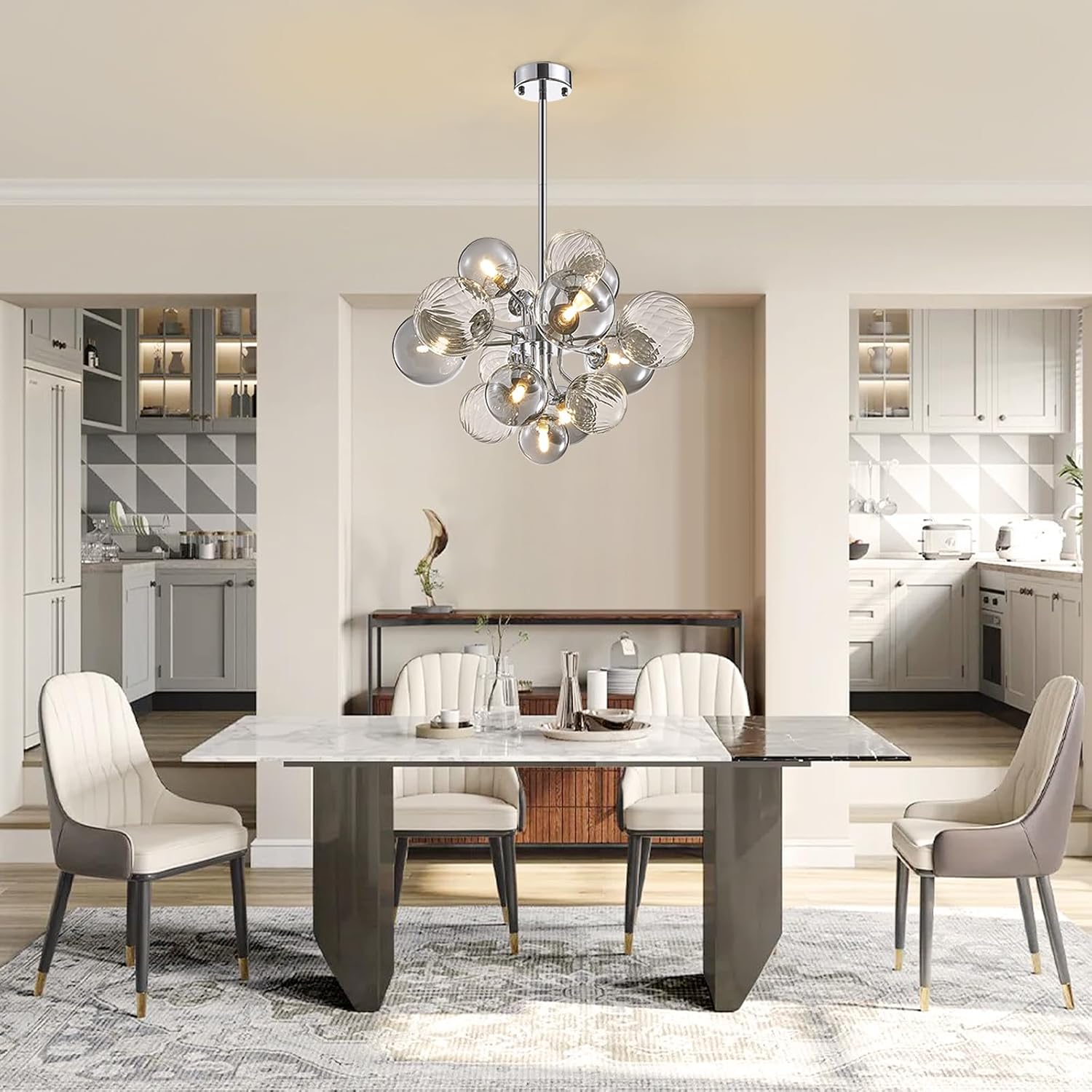 15-Light Glass Bubble Chandelier – Chrome Sputnik Pendant 1