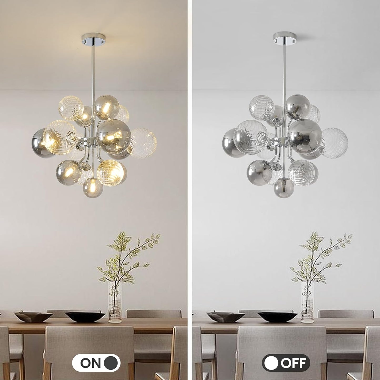 15-Light Glass Bubble Chandelier – Chrome Sputnik Pendant 4
