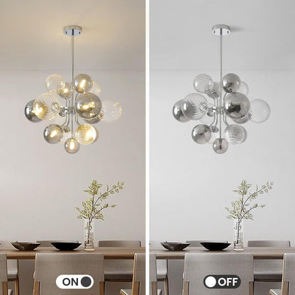 15-Light Glass Bubble Chandelier – Chrome Sputnik Pendant 4