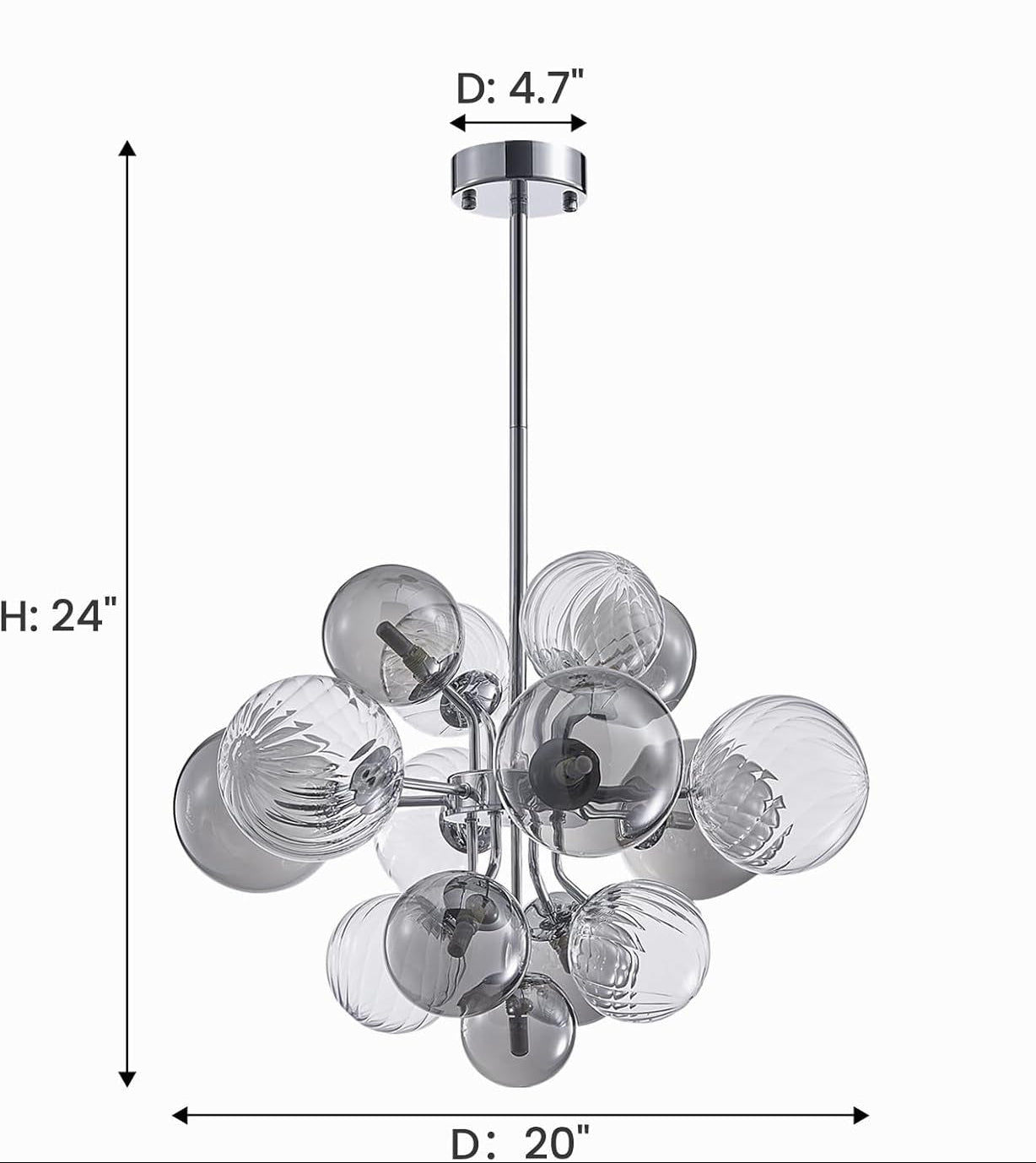 15-Light Glass Bubble Chandelier – Chrome Sputnik Pendant 6