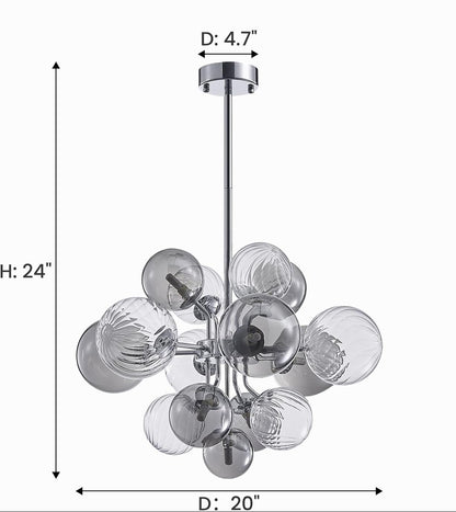 15-Light Glass Bubble Chandelier – Chrome Sputnik Pendant 6