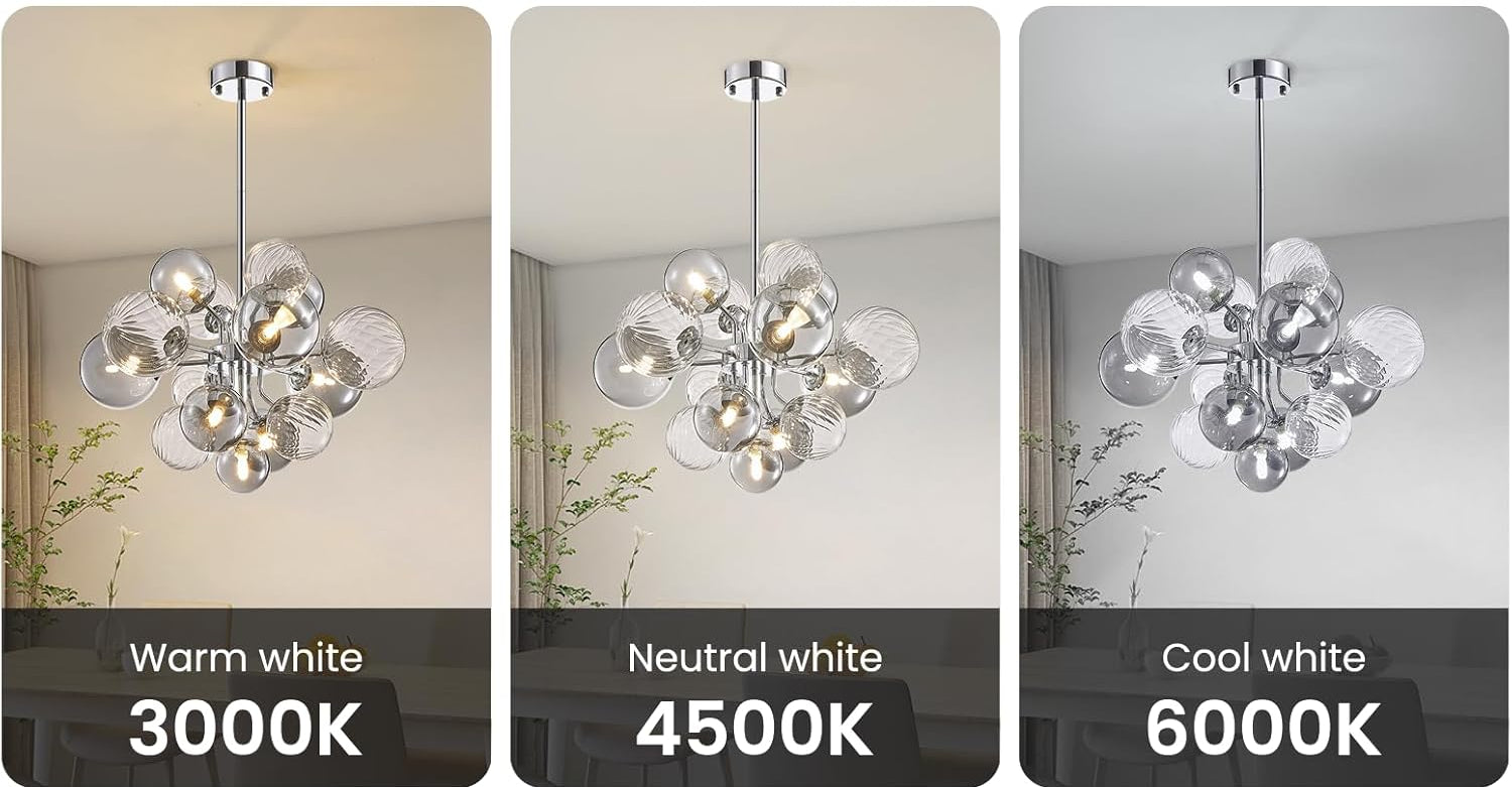 15-Light Glass Bubble Chandelier – Chrome Sputnik Pendant 7