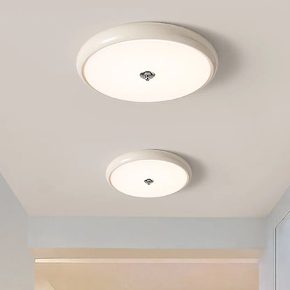 RoyaleGlow Modern Flush Mount LED Ceiling Light, Round Dimmable White Fixture