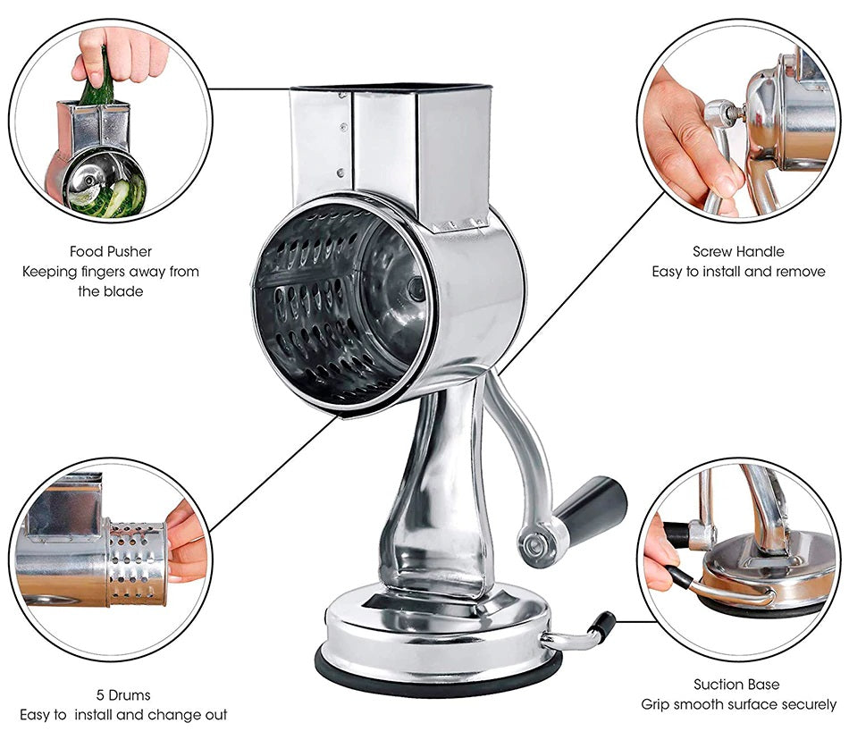 Luxora Multi-Functional Kitchen Rotary Food Grater Slicer