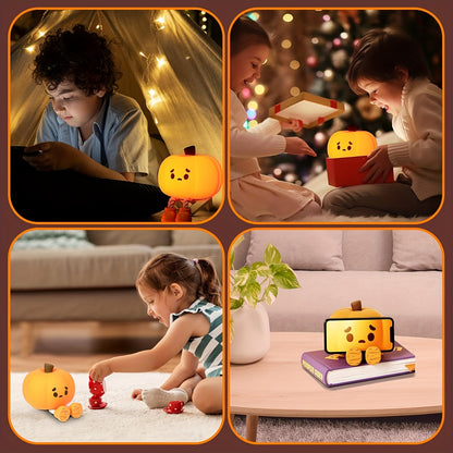 Pumpkin Night Light - Silicone Rechargeable 3-Level Dimmable Lamp for Bedside & Party Decoration, Perfect for Halloween, Christmas, Birthday Gifts - Default Title