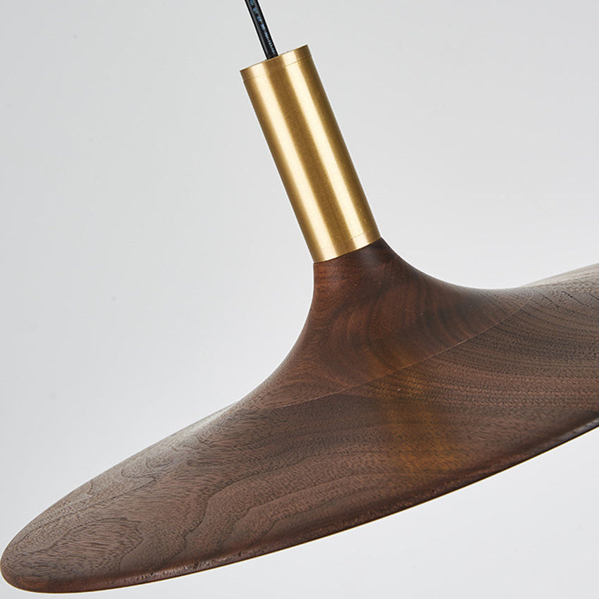 Lumora Elegant Wood & Brass Disc Pendant Light for Dining