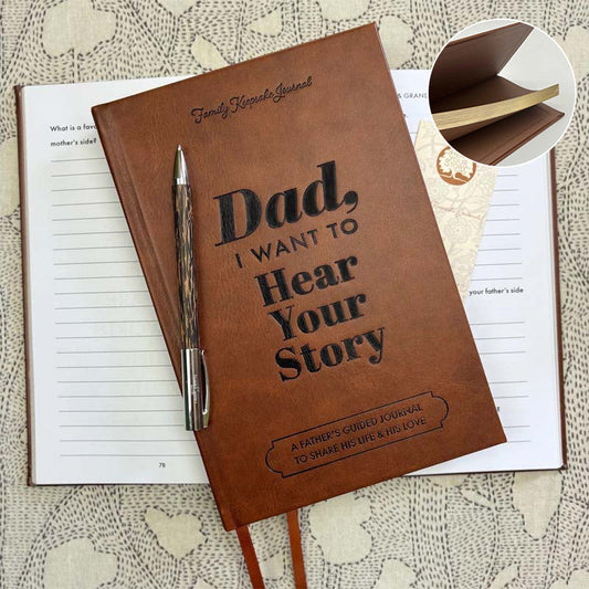 Royaleva Dad, I Want to Hear Your Story - Heirloom Edition Leather Wrapped Hardcover