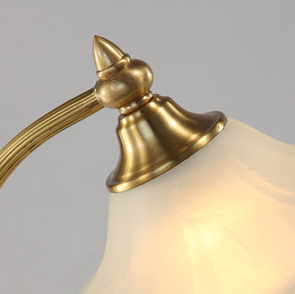 Royelux Modern Brass Accent Lamp with Scalloped Glass Shade