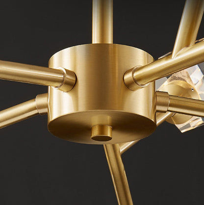 Royelux 6-Light Modern Crystal Chandelier- Gold LED Ceiling Light