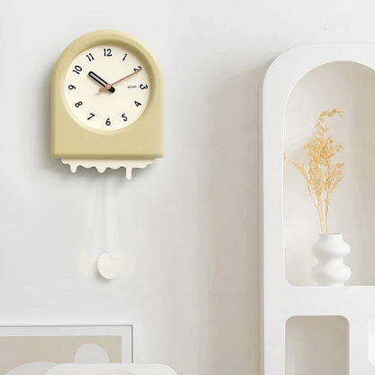 RoyaleGlow Modern Arch Pendulum Wall Clock - Swinging Wavy Design for Home Decor