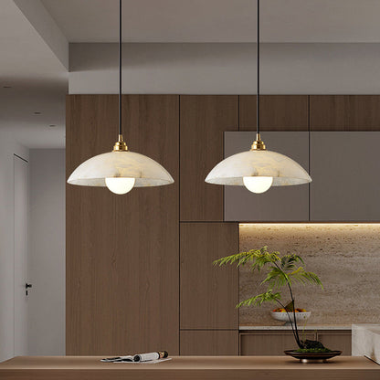 Royelux Alabaster Dome Pendant Light - Natural Stone Ceiling Fixture for Kitchen Island
