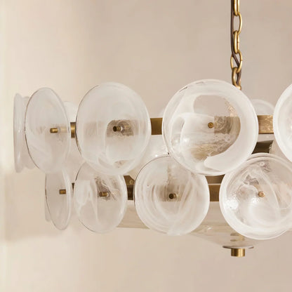 RoyaleGlow Modern Amber Glass Disc Chandelier Hanging Light Fixture For Dining Room