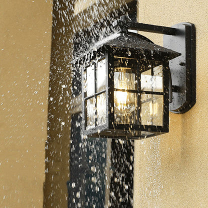 Royelux Vintage Outdoor Wall Lantern Sconce, Black Metal Farmhouse Exterior Light