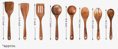 Luxora Premium Natural Teak Wood Kitchen Utensils Set