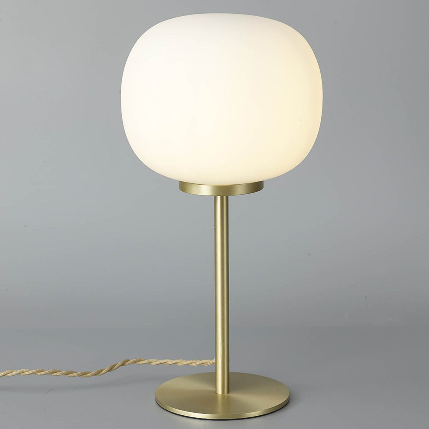 Royelux Modern Satin Gold Table Lamp with Frosted White Oval Shade