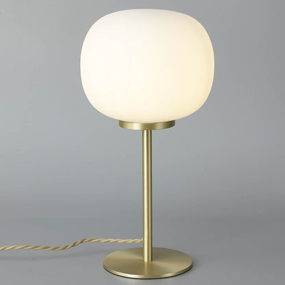 Royelux Modern Satin Gold Table Lamp with Frosted White Oval Shade