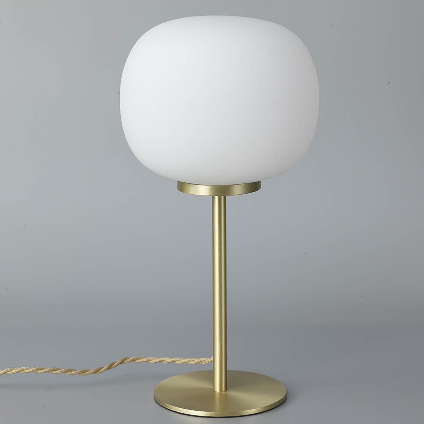 Royelux Modern Satin Gold Table Lamp with Frosted White Oval Shade