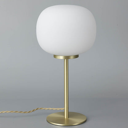 Royelux Modern Satin Gold Table Lamp with Frosted White Oval Shade