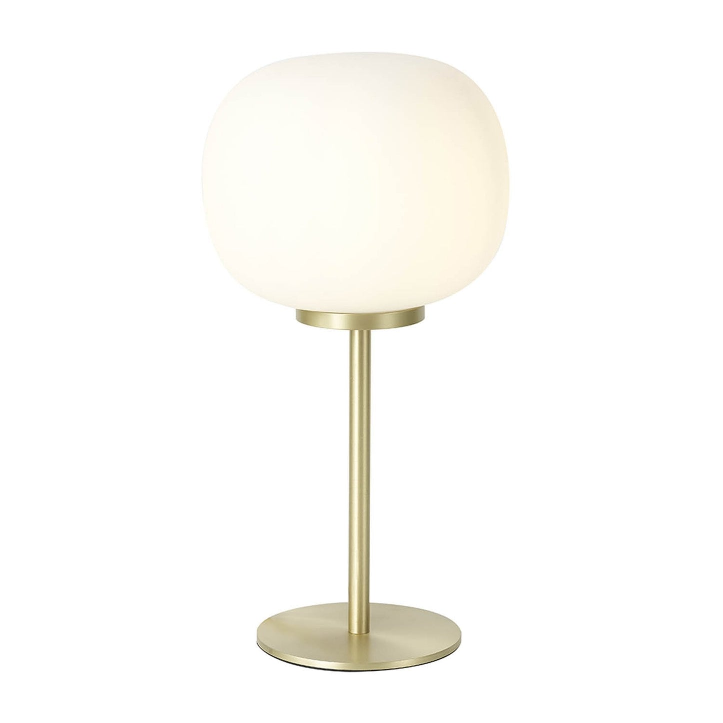 Royelux Modern Satin Gold Table Lamp with Frosted White Oval Shade